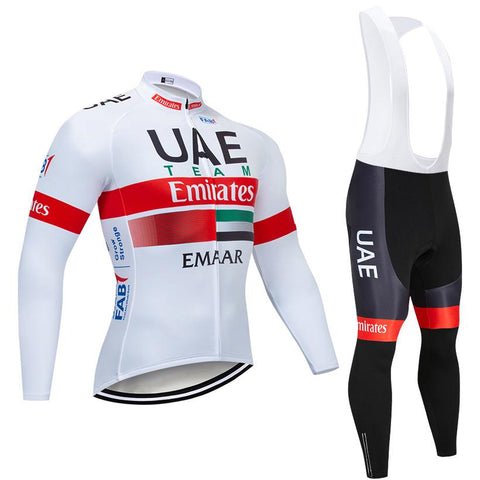 2021 UAE Men's Team Cycling Long Sleeve Jersey Set #S49