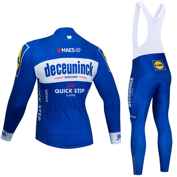 2021 Quick Step Blue Men's Cycling Long Sleeve Set #S50