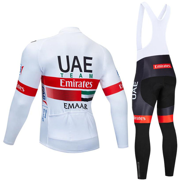 2021 UAE Men's Team Cycling Long Sleeve Jersey Set #S49