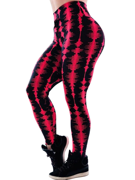 Red And Black Color High Waist Yoga Pants(#Z38)
