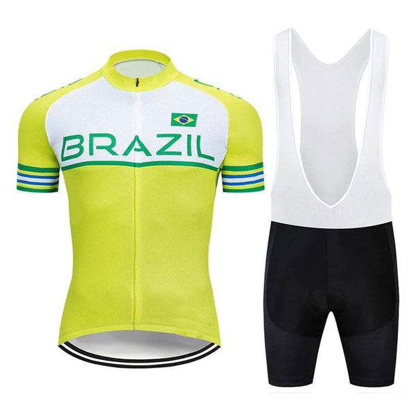 Team Brazil Cycling  Bright Yellow Men's Cycling Jersey & Short Set #W06