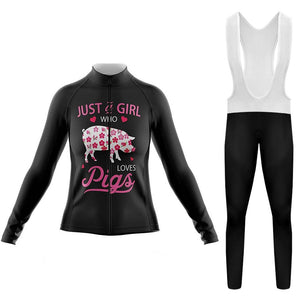 Just a Girl Who Loves Pigs Women's Long Sleeve Cycling Kit(#0Q45)