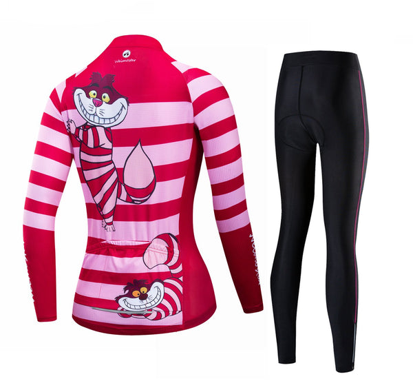 Pink Cat Women's Long Sleeve Cycling Jersey Set #W12