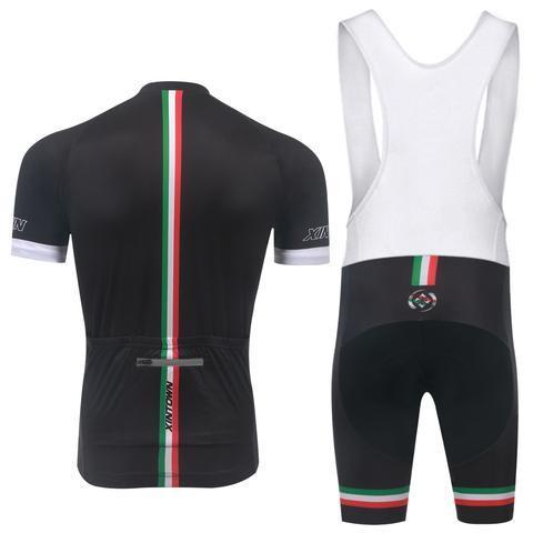 Italy Black Men's Short Sleeve Cycling Jersey Set-#644