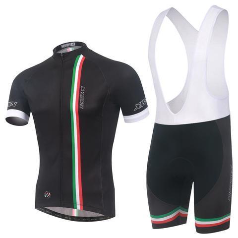 Italy Black Men's Short Sleeve Cycling Jersey Set-#644