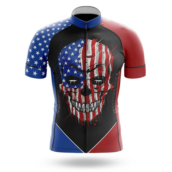 USA Flag Skull Men's Short Sleeve Cycling Kit(#V19）