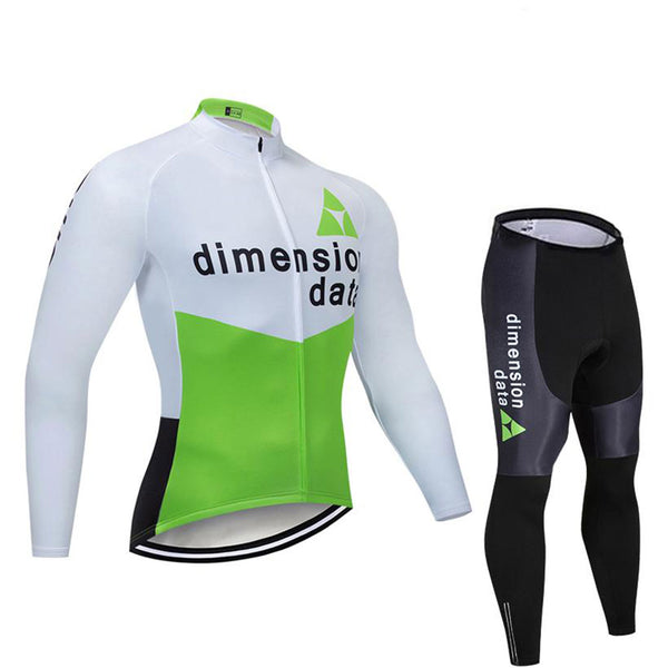 2021 Dimension Data Men's Team Cycling Long Sleeve Jersey Set #U90