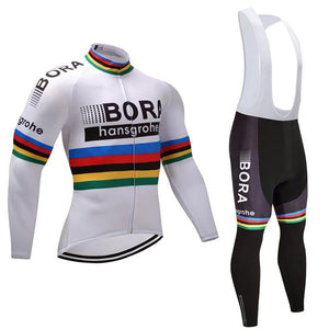 BORA White Team Cycling Long Sleeve Jersey Set #X07