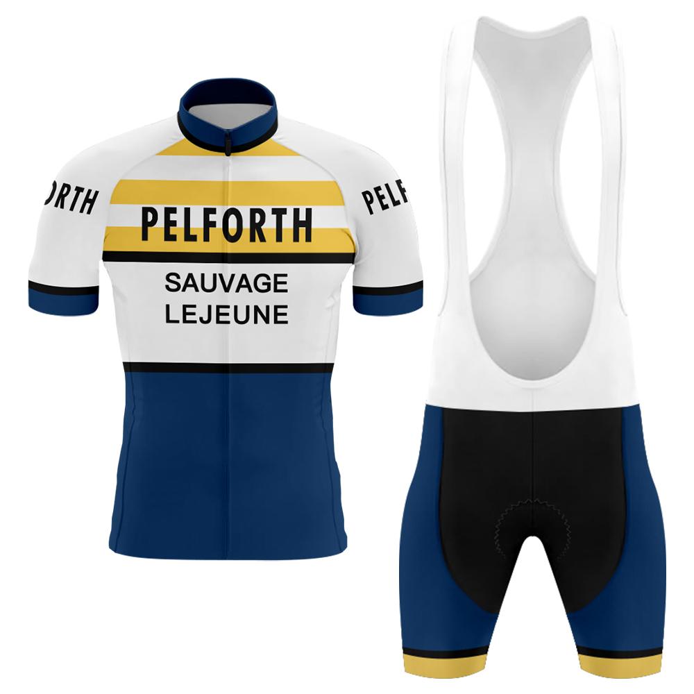 Pelforth Sauvage Lejeune Retro Men's Short Sleeve Cycling Kit(#0O18)
