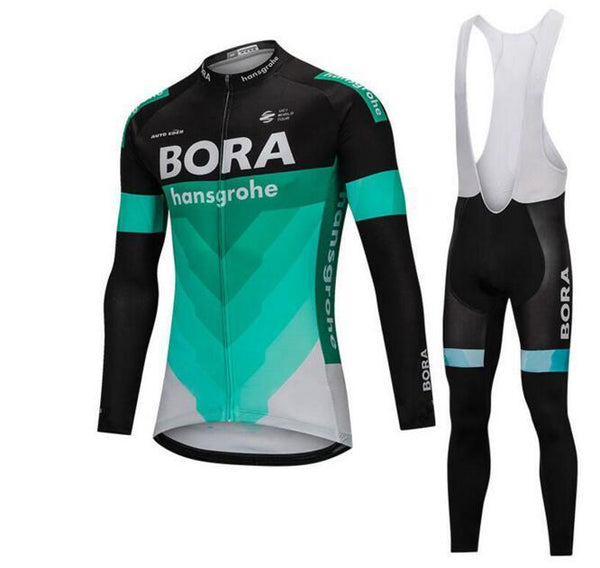 Black BORA Team Cycling Long Sleeve Jersey Set #X03