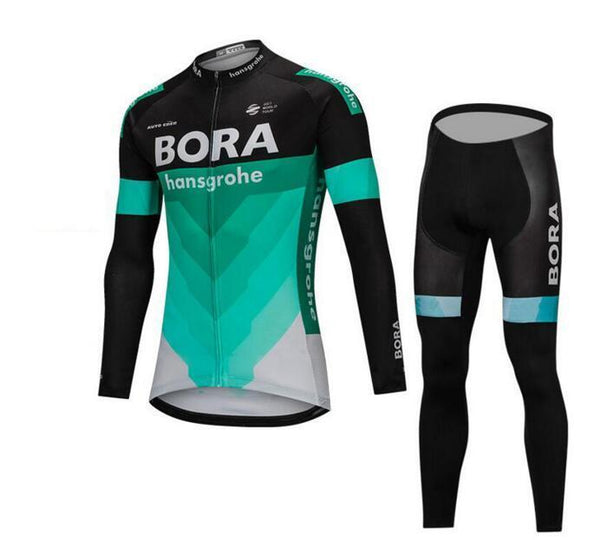 Black BORA Team Cycling Long Sleeve Jersey Set #X03