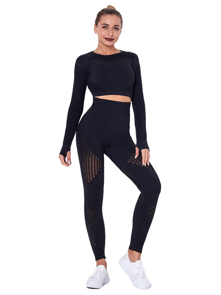 Seamless Hollow Knit Two Piece Outfits