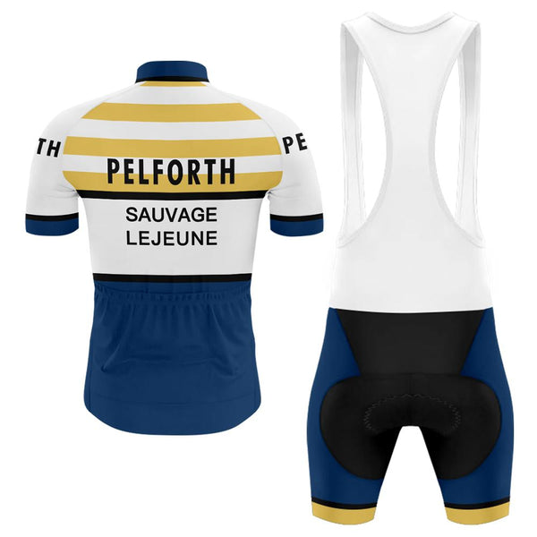 Pelforth Sauvage Lejeune Retro Men's Short Sleeve Cycling Kit(#0O18)