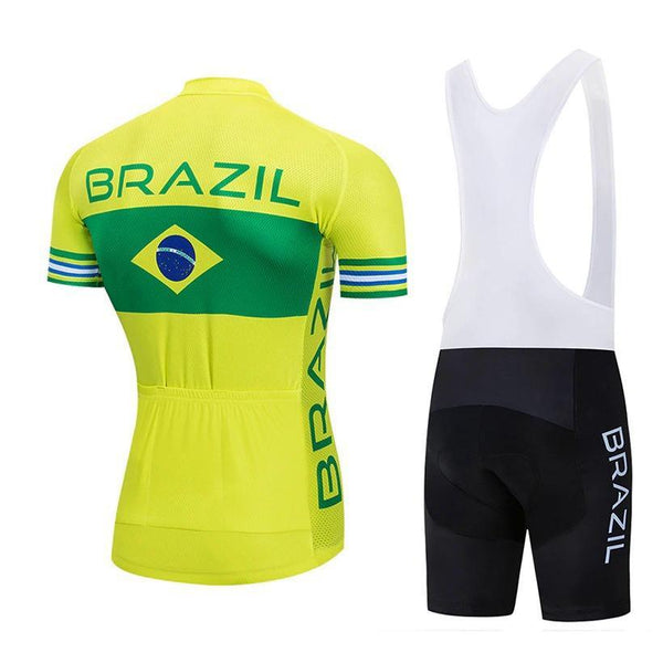 Team Brazil Cycling  Bright Yellow Men's Cycling Jersey & Short Set #W06