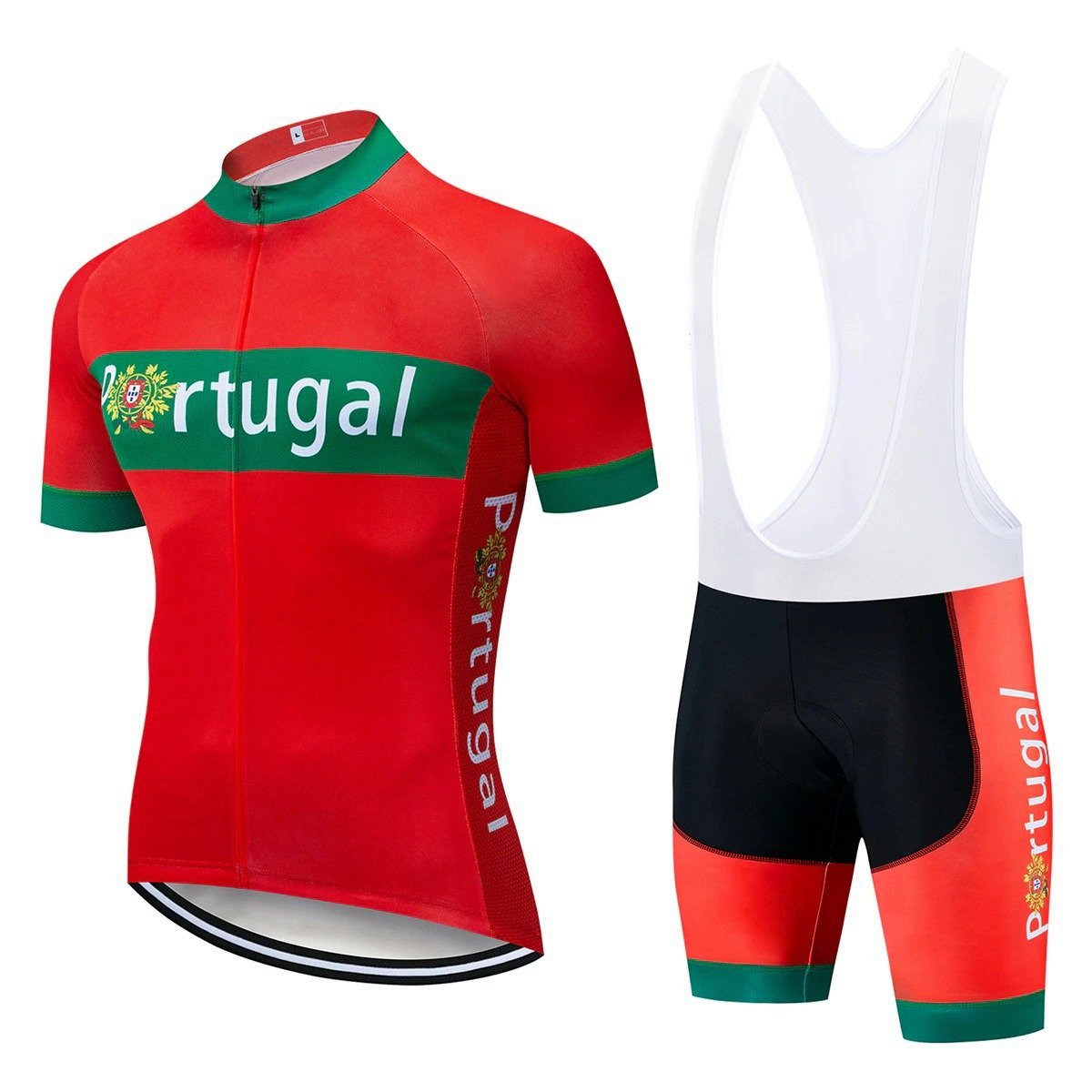 Team Portugal Bright Red Men's Cycling Jersey & Short Set #Y28