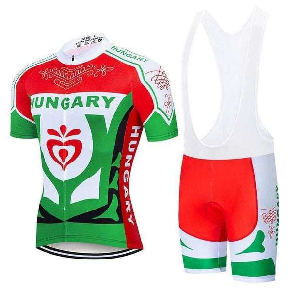 Team Hungary Colorful  Men's Cycling Jersey & Shorts Set #Z44