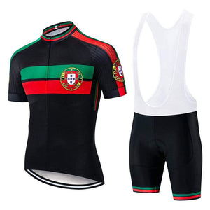 Team Portugal Black Men's Cycling Jersey & Bib Short Set #Y27