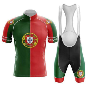 Team Portugal Red & Green Men's Cycling Jersey & Shorts Set #Y29