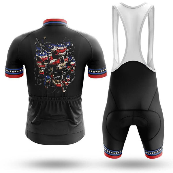 USA Flag Skull Men's Short Sleeve Cycling Kit(#V20）