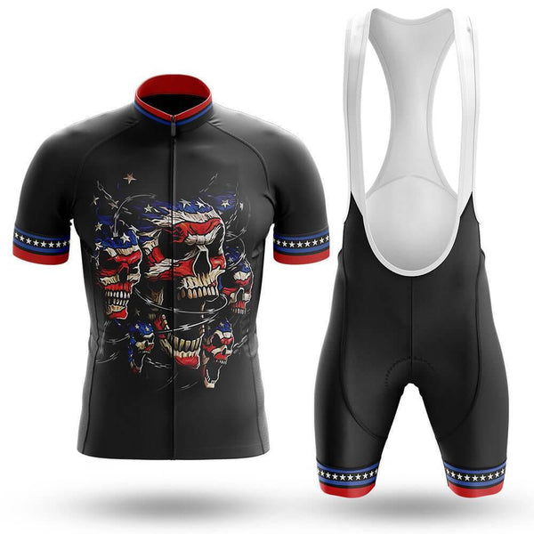 USA Flag Skull Men's Short Sleeve Cycling Kit(#V20）