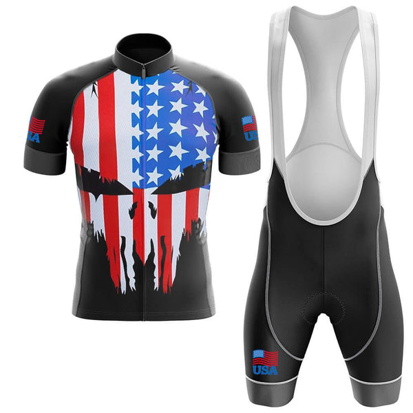 USA Skull Men's Short Sleeve Cycling Kit(#V29)