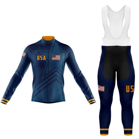 USA Navy Men's Long Sleeve Cycling Kit(#0E76)