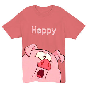 Happy Pig Casual Short Sleeve T-shirt(#W54)
