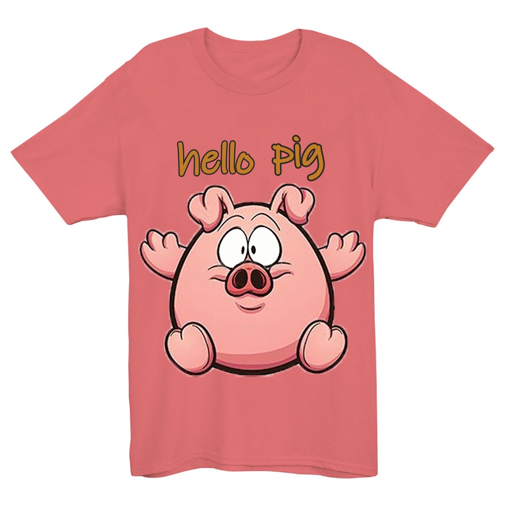 Hello Pig Casual Short Sleeve T-shirt(#W53)